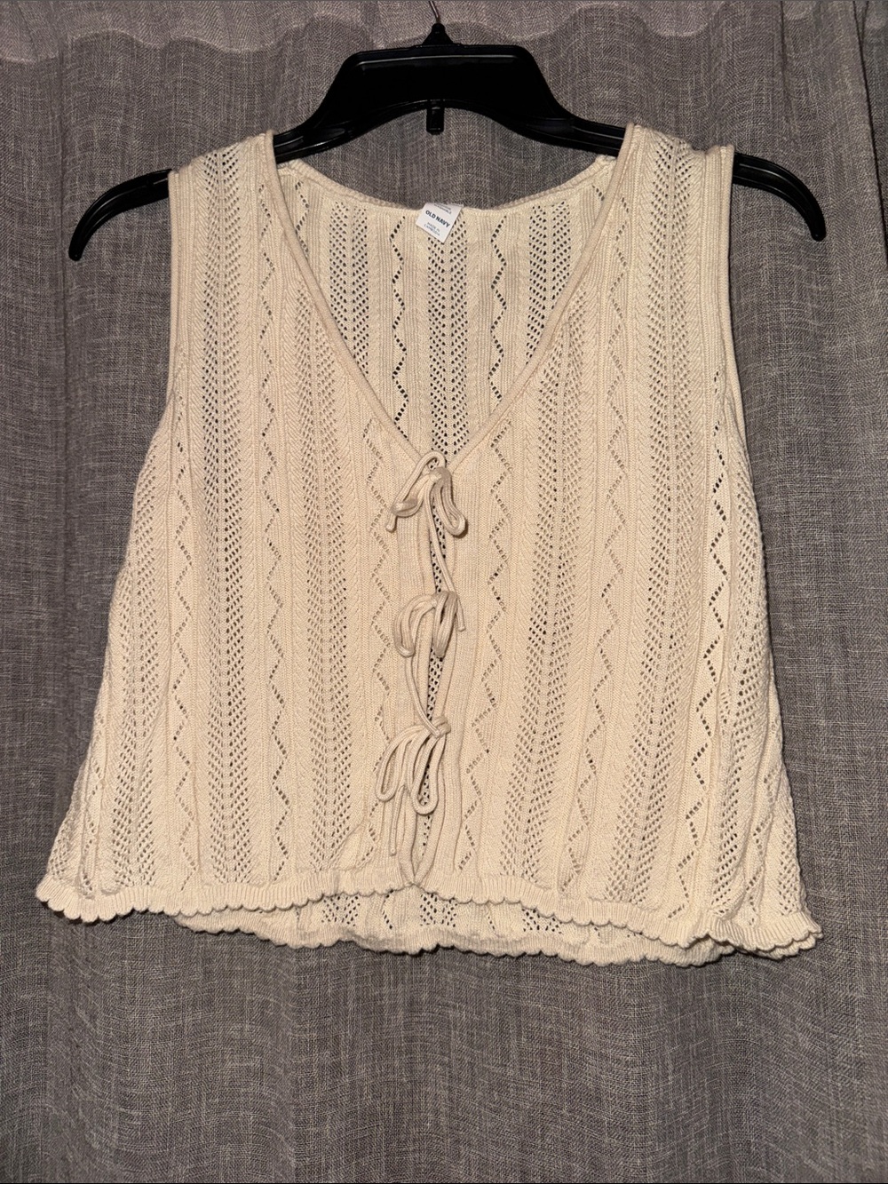 Old Navy Cream Knit Coastal Cowgirl Boho Lace-Up Tank